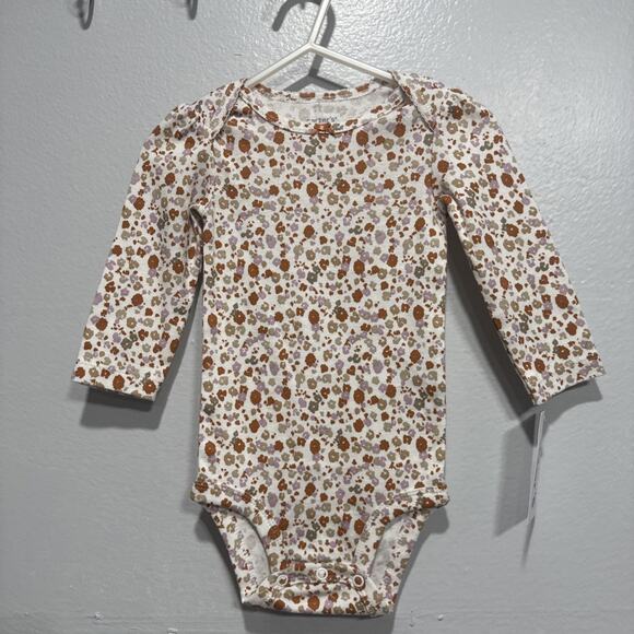 Lot of 3 Carters Baby Girls 9M Bodysuits & Pant Bird Flowers Print Brown Gray - Picture 4 of 5